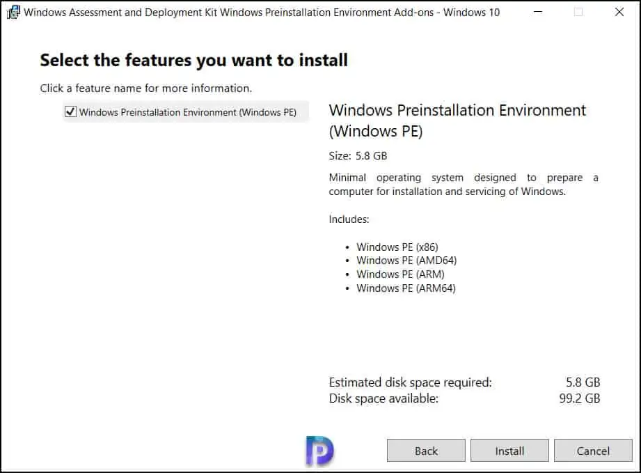 为Server 2022安装Windows PE Add-on