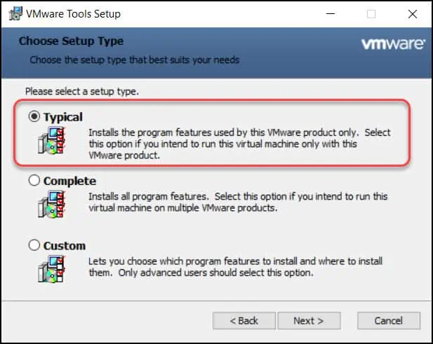 VMware Tools安装类型