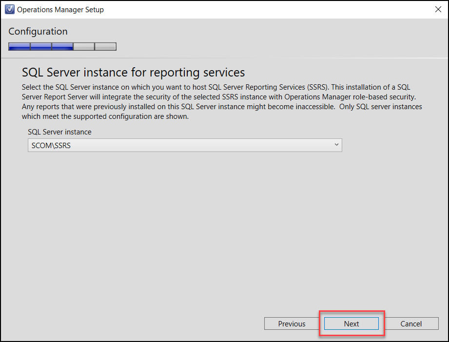 配置报表服务的SQL Server实例