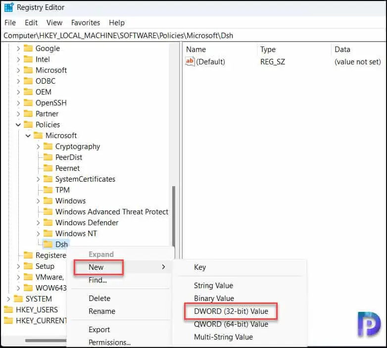 Disable Windows 11 Widgets using Registry