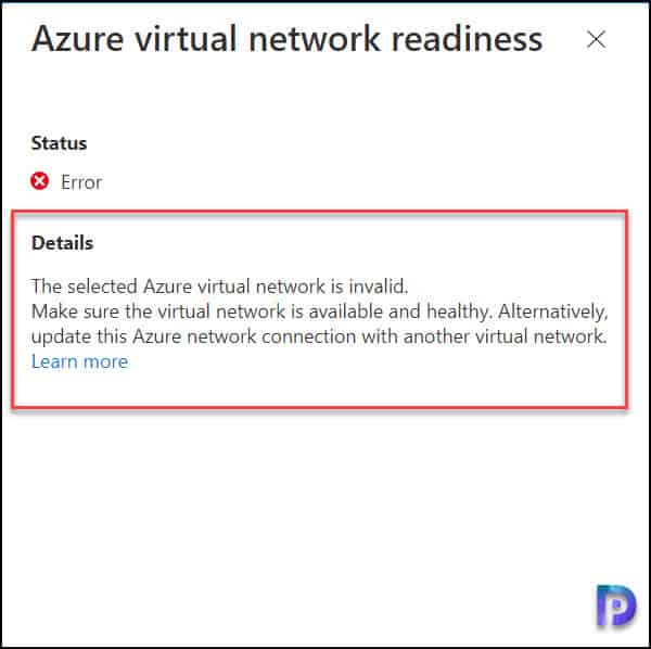 Azure虚拟网络就绪错误