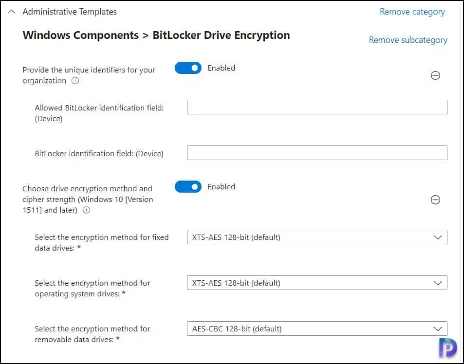 驱动器加密驱动器加密设置| Deploy Bitlocker using Intune Settings Catalog