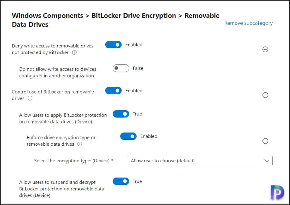 Configure Removable Data Drives | Deploy Bitlocker using Intune Settings Catalog