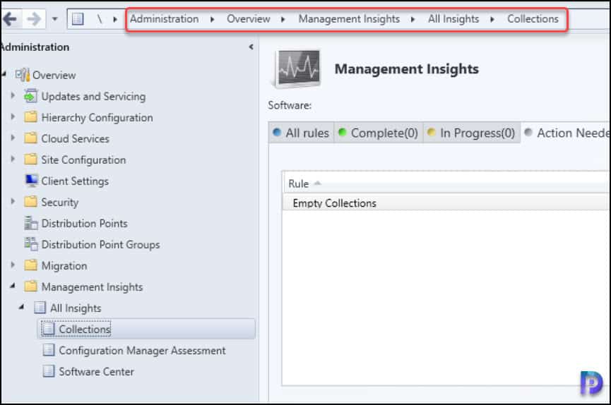 Empty Collections SCCM Management Insights Rule