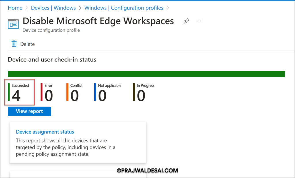 Monitor Disable Edge Workspaces Policy Assignments in Intune